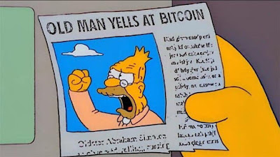 Alter Mann schreit Bitcoin an - Grandpa Simpson lustig