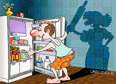 Comic witzige - Mann und Frau - Ehepaar in der Küche Comic witzige - Mann und Frau - Ehepaar in der Küche
