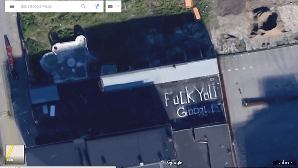 Fuck You Google Maps Text von Hausbesitzer