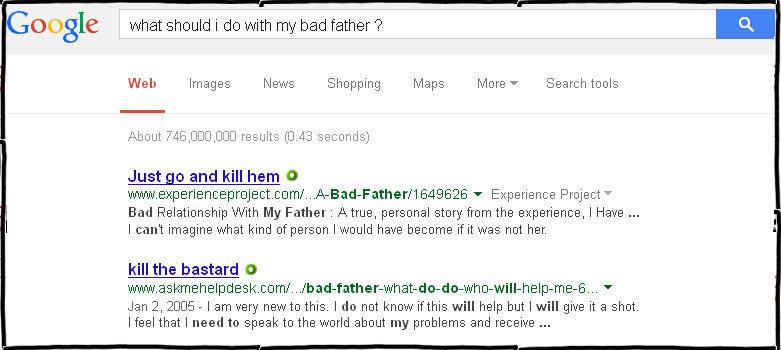 Google lustiges Suchergebnis böser Vater