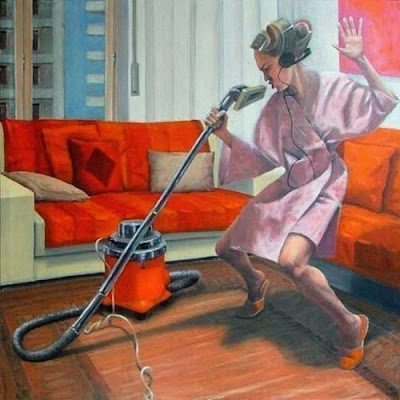 Humor Bilder - Hausfrau beim Staubsaugen