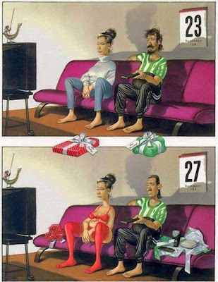 Lustige Ehe Bilder - Couch, Fernsehen, Weihnachten