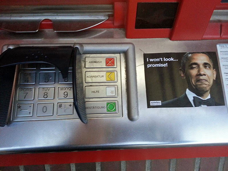 Lustige Spaßbilder Obama Kennwortschutz Bankautomat witzig Lustige Spaßbilder Obama Kennwortschutz Bankautomat witzig