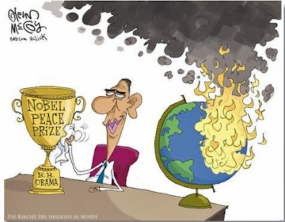 Lustiger Friedensnobelpreis für Barack Obama Karikatur