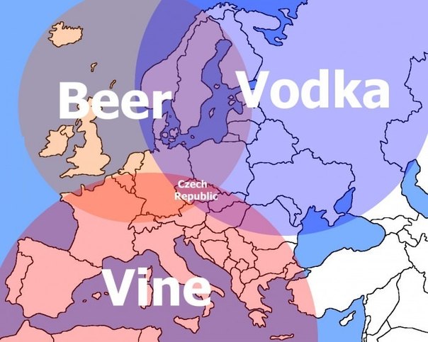 Lustiges über Tschechien - Alkohol Beliebtheit in Europa - witzige Bilder Bier, Wein, Wodka