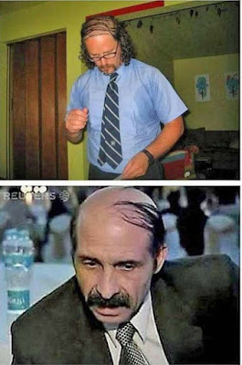Lustige Männer die ihre Halbglatze verstecken Lustige Männer die ihre Halbglatze verstecken