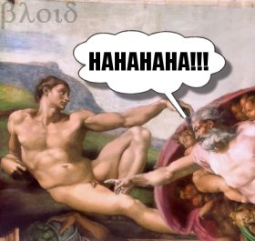 Witzige Hahaha Bilder - Gott und Adam - Männer lästern unter sich